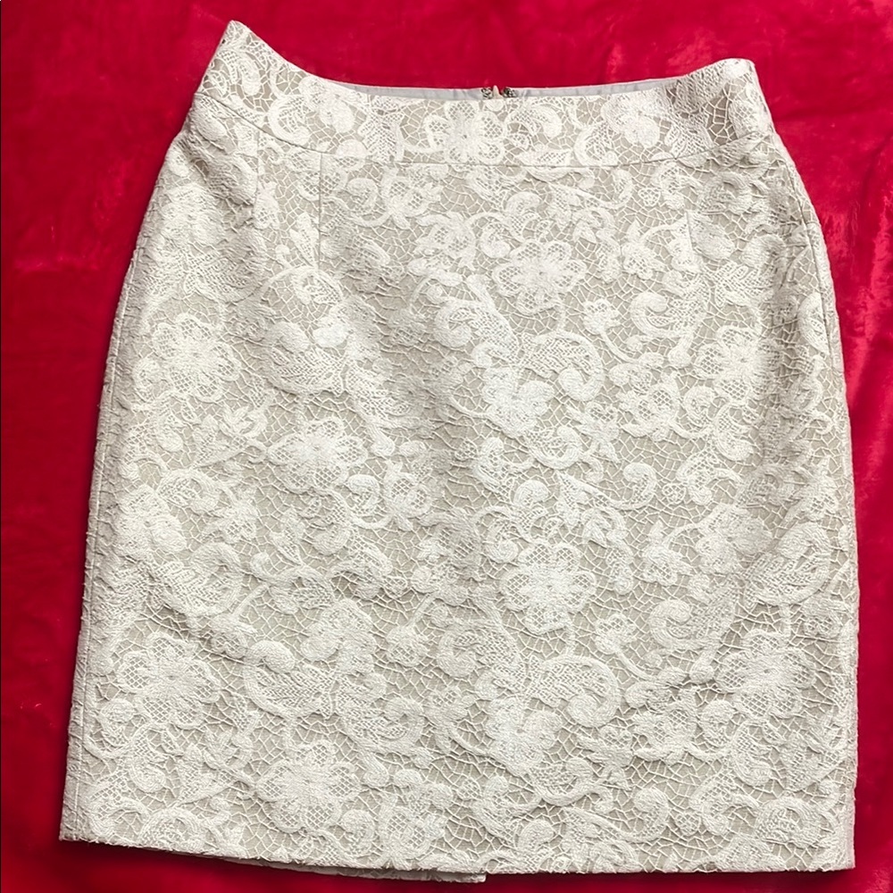 Banana Republic Cream Embellished Mini Pencil Skirt
